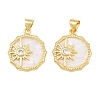 Brass Micro Pave Clear Cubic Zirconia with White Shell Pendants CU-CBA9482-02G-05-1