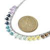 Natural & Synthetic Mixed Gemstone Round Charms Bib Necklace with 304 Stainless Steel Chains NJEW-TA00088-4