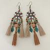 Bohemian Alloy Enamel & Wood & Resin Tassel Chandelier Earrings for Women WGE613F-01-2