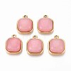 Natural Rose Quartz Square Pendants STAS-N109-211C-G-1