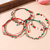 4Pcs 4 Styles Christmas Acrylic Beads Braided Bead Bracelets & Stretch Bracelets & Cotton Cord Braided Bracelets FS-WG84904-01-3