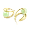 Ion Plating(IP) 304 Stainless Steel & Plastic Imitation Pearl Oval with Ball Hoop Earrings for Women EJEW-C096-13G-03-2
