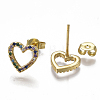 Brass Micro Pave Cubic Zirconia(Random Mixed Color) Ear Studs EJEW-S201-88-2