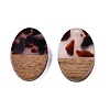 Transparent Resin and Walnut Wood Pendants RESI-T057-04B-2