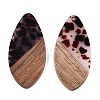 Transparent Resin and Walnut Wood Pendants RESI-T057-05B-2