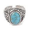 Oval Synthetic Turquoise Cuff Rings RJEW-B107-06AS-02-3