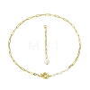 Natural Baroque Keshi Pearl Oval Tassel Brass Paperclip Chain Lariat Necklaces for Women NJEW-JN06009-5