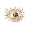 Round Natural Tiger Eye with Glass Seed Beaded Sun Pendants PALLOY-MZ01082-02-2