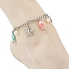 Porcelain Beads & Natural Cultured Freshwater Pearl Anklets SA-AJEW-AN00843-02-2