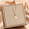 201 Stainless Steel Enamel Oval with Cross Pendant Necklaces FS-WG9DA99-01-1