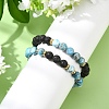 Adjustable Natural Apatite and Natural Lava Rock Stretch Bracelets BJEW-JB14150-04-2
