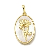 Brass Pave Shell Birth Flower Pendants FIND-I040-04I-1