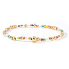 Brass & Glass Beads Stretch Bracelets LM8545-4-1