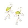 Shell Pearl & Glass Dangle Earrings EJEW-TA00821-4