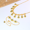 Vintage Brass Heart Flower Pendant Necklace & Bracelet Set for Women RG3291-2
