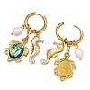 Ocean Natural Cultured Freshwater Pearl & Natural Paua Shell Dangle Earrings for Women EJEW-JE07137-4