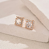 Brass Micro Pave Clear Cubic Zirconia Square Stud Earrings AV3279-2