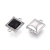 Brass Micro Pave Clear Cubic Zirconia and Glass Connector Charms KK-N287-29P-2