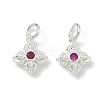 Buddhist 925 Sterling Silver with Glass Cross Dorje Vajra Charms STER-A050-07S-1