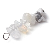 Gradient Color Natural Quartz Crystal & Synthetic White Howlite & Natural White Moonstone & Opalite Chip Beaded Pendants PALLOY-JF02790-01-4