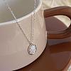 925 Sterling Silver Synthetic White Opal Oval Pendant Cable Chain Necklaces for Women FS-WG862D3-02-1