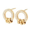 304 Stainless Steel Micro Pave Cubic Zirconia Stud Earrings for Women SA-A003-02B-G-2