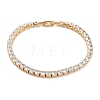 Brass Pave Clear Cubic Zirconia Flat Round Link Bracelets BJEW-YWC0002-04G-1