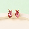 Brass Enamel Fish Stud Earrings EJEW-I322-07G-2