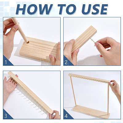 Rectangle Wooden Necklace Organizer Display Stands NDIS-WH0010-36B-1