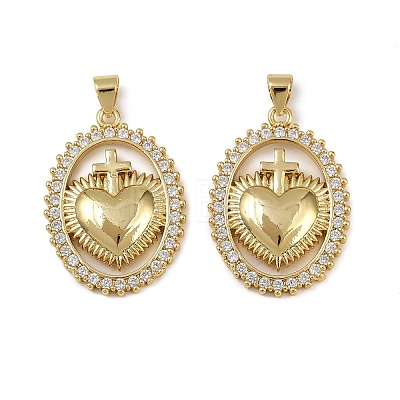 Brass Micro Pave Cubic Zirconia Pendants KK-I358-068G-03-1