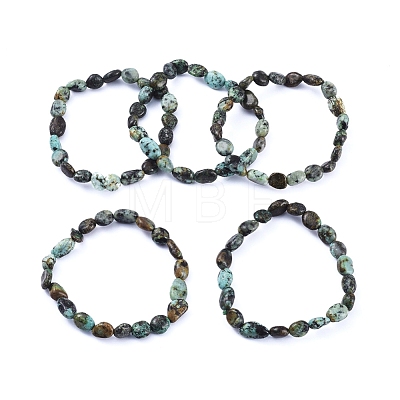 Natural Turquoise Bead Stretch Bracelets X-BJEW-K213-64-1