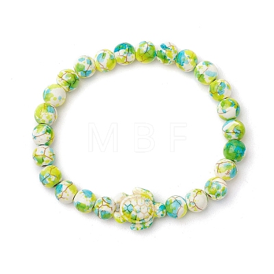 Synthetic Dyed Turquoise Beaded Stretch Bracelets for Women Men BJEW-JB11549-01-1