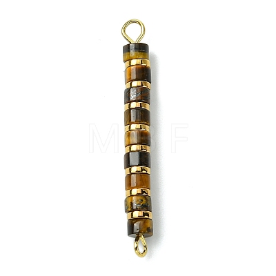 Natural Tiger Eye & Electroplated Synthetic Non-magnetic Hematite Heishi Connector Charms PALLOY-JF03291-06-1