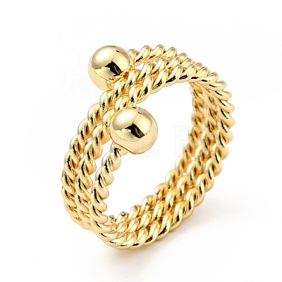 Brass Ball Triple Layer Wrap Ring for Women RJEW-E046-25G-1