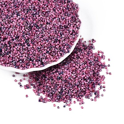 Spray Painted Picasso Cylinder Glass Seed Beads GLAA-T028-12A-01-1
