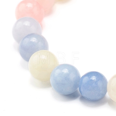Natural White Jade(Dyed) Imitation Morganite Beads Stretch Bracelet for Men Women for Her BJEW-JB06990-03-1