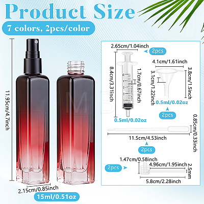 14Pcs Rectangle Gradient Glass Spray Bottle AJEW-GO0005-86-1