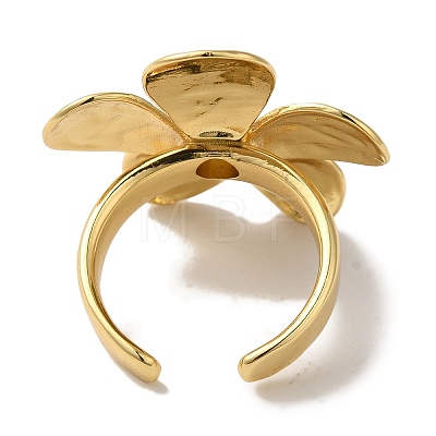 Flower Rack Plating Brass Cuff Rings for Women RJEW-G323-06G-1