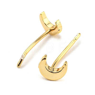 Brass Tiny Crescent Moon Stud Earrings for Women EJEW-P211-09G-1