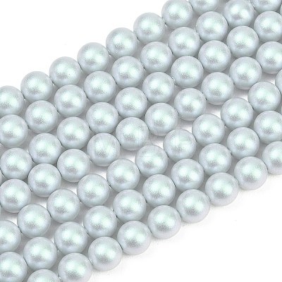 Frosted Glass Pearl Beads Strands GLAA-A044-08A-06-1