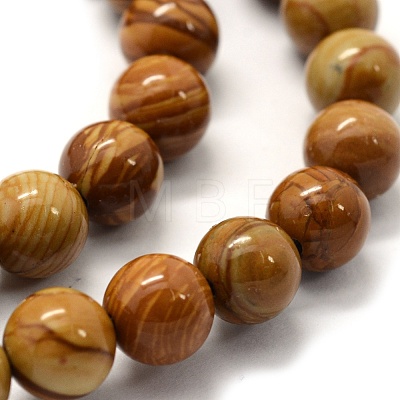 Natural Wood Lace Stone Beads Strands X-G-G763-05-10mm-1