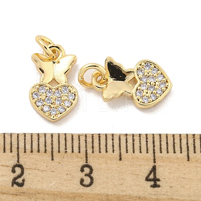 Brass Micro Pave Clear Cubic Zirconia Charms KK-Z044-22G-1