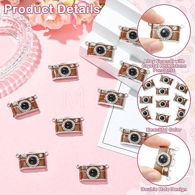 10Pcs Alloy Enamel with Crystal Rhinestone Pendants ENAM-CJ0007-59-1