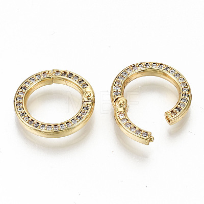 Brass Micro Pave Clear Cubic Zirconia Twister Clasps ZIRC-S067-119-NF-1