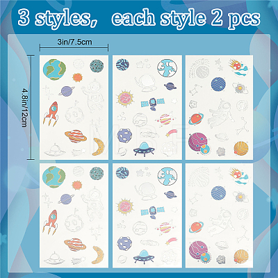 6 Sheets 3 Style Body Art Tattoos Stickers DIY-CP0007-38-1