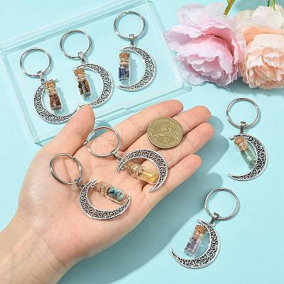 7Pcs Moon Alloy Pendant Decorations HJEW-FS00086-1