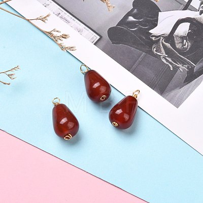 Natural Carnelian/Red Agate Bead Pendants PALLOY-JF00865-1