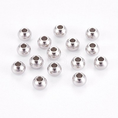 Tarnish Resistant 304 Stainless Steel Smooth Round Spacer Beads X-STAS-M006-01D-1