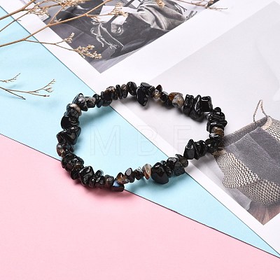 Natural Mixed Stone Chip Beaded Stretch Bracelets for Girl Women BJEW-JB06647-1