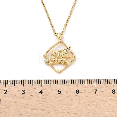 Brass Clear Cubic Zirconia Pendant Necklaces for Women NJEW-R018-02G-02-1